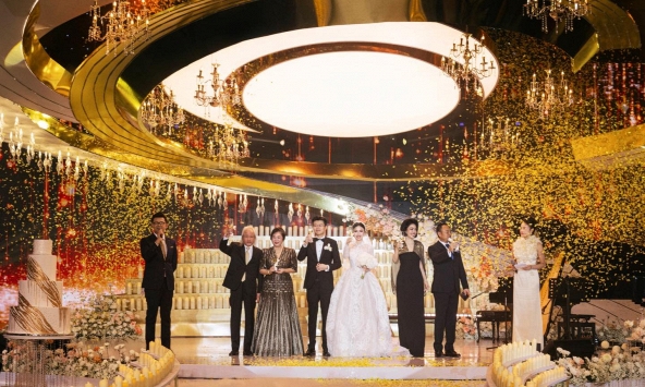 Loạt ảnh “nét căng” đám cưới thiếu gia Phan Hoàng: Hai gia tộc giàu nức tiếng lộ diện gây bão mạng