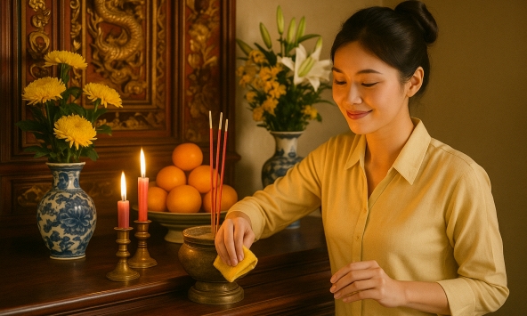 'Ngó lên nuộc lạt mái nhà nhớ ông bà bấy nhiêu': Câu ca dao cũ gợi ý gì cho việc giữ nếp nhà và decor bàn thờ hiện đại?