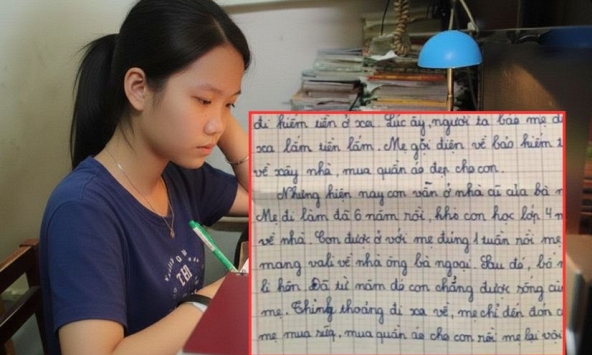 Bức thư nữ sinh lớp 5 gửi mẹ xúc động: 'Người ta bảo mẹ đi xa lắm tiền, mẹ bảo kiếm tiền xây nhà, mua quần áo đẹp cho con'