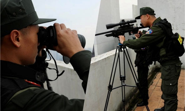 Cảnh sát đặc nhiệm trực 24/24 bảo vệ an ninh quanh khu vực tổ chức Đại hội Đảng XIV