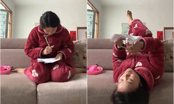 Bà mẹ diễn lại cảnh con trai tiểu học làm bài tập: 1 phút 100 động tác, Oscar không có chị, tụi tui không coi!