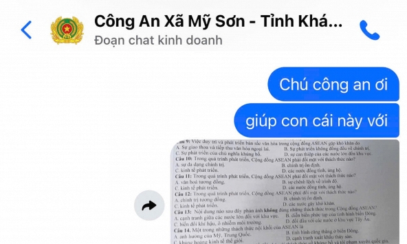 Học sinh nhờ 'chú công an' giải đề thi và cái kết: Page Công an xã nhận 'bão tin nhắn'