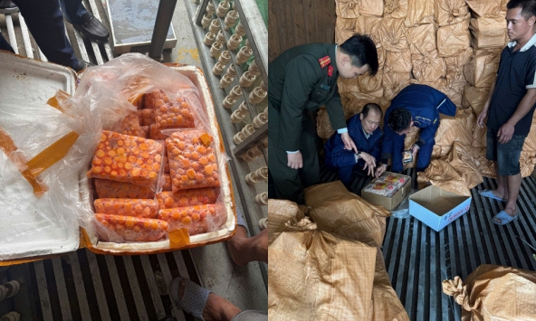 Cận cảnh 12 tấn trứng non, sụn gà... “chữ lạ” nằm la liệt trong 3 xe container đang chờ tuồn ra thị trường tại Hà Nội