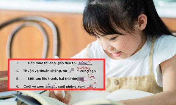 Học sinh điền '1 túp lều tranh, 2 trái tim...' khiến dân tình cười xỉu: Người có trí tưởng tượng phong phú cũng khó nghĩ ra!