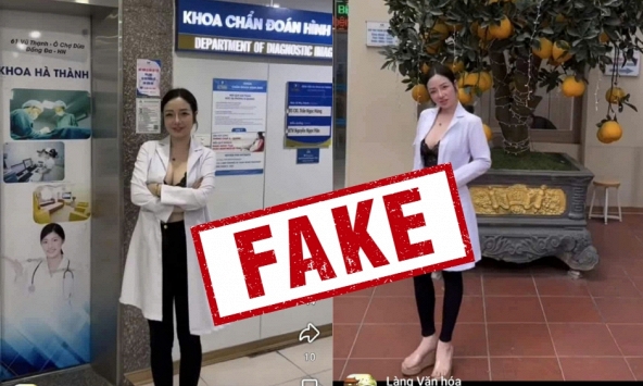 Bệnh viện Đa khoa Hà Thành lên tiếng về clip cô gái khoác blouse trắng ngoài trang phục hở hang, phản cảm 