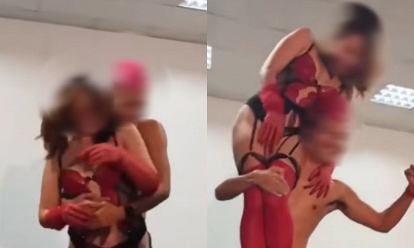 Sốc tận óc: Văn phòng giữa Hà Nội biến thành 'sàn diễn nội y', sếp và nhân viên bế bồng nhau uốn éo khiến người xem đỏ mặt