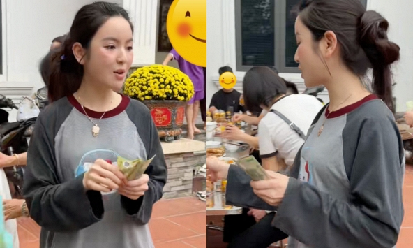 Chu Thanh Huyền cầm cả sấp 100k lì xì vẫn bị chê 'keo kiệt' vì: Giàu như vậy phải cho 500k?