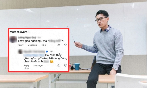 Một thầy giáo ngôn ngữ nổi tiếng ở TP.HCM bỗng bị cộng đồng mạng 'bóc phốt' dùng từ sai, kết quả cuộc tranh cãi quá bất ngờ!