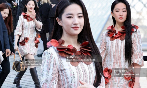 Không thể tin Lưu Diệc Phi cũng có ngày này: Ăn mặc sến súa như bà thím ở Paris Fashion Week