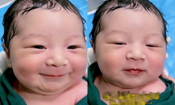 Em bé sơ sinh cực kỳ xinh xắn gây sốt mạng: Vừa chào đời đã nheo mắt cười khiến cộng đồng mạng tan chảy