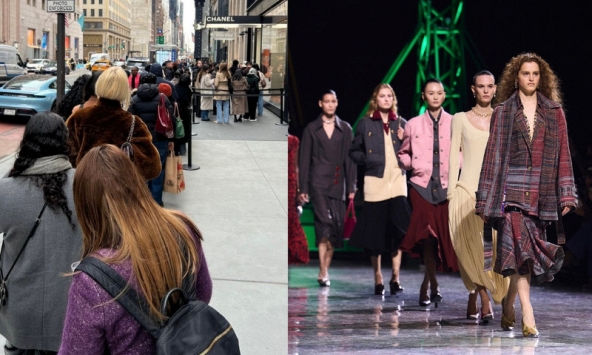 Bất chấp lạnh giá, dân tình sẵn lòng xếp hàng dài để được ngắm và mua BST mới của Chanel dưới thời Matthieu Blazy