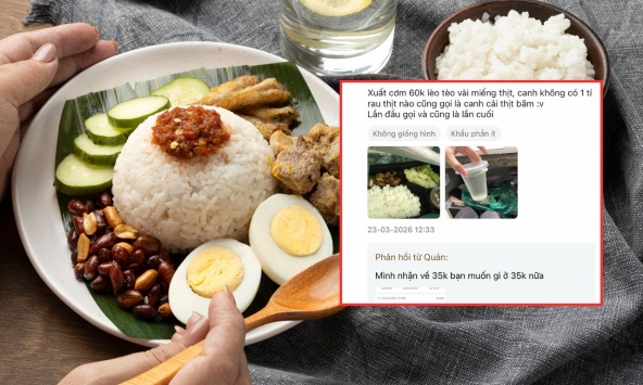 Tranh cãi suất cơm 60k nhận về vài miếng vụn, chủ quán đáp trả: 'Mình nhận lại 35k thì bạn muốn gì ở 35k?'
