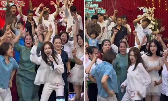 Hòa Minzy nhảy đám cưới ở quê: Động tác kinh điển, “bốc” hơn cả các cụ