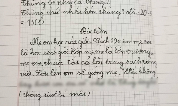 Học sinh lớp 1 kể 'cách đây 30 năm mẹ là học sinh giỏi', đọc bí mật câu cuối mẹ rụng rời tay chân