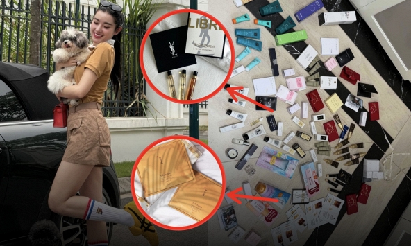 Cách Á hậu Huyền My dỗ ngọt khi dính drama: 'Phú bà' trải mỹ phẩm cao cấp đầy sàn, tuyên bố hôm nay tặng hết