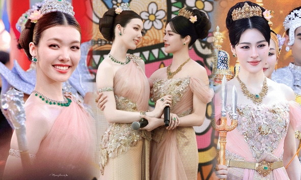 2 nữ thần Songkran đang gây sốt đất Thái: Xinh đẹp như xé truyện tranh bước ra, soi giá loạt trang sức mà hoảng hốt!