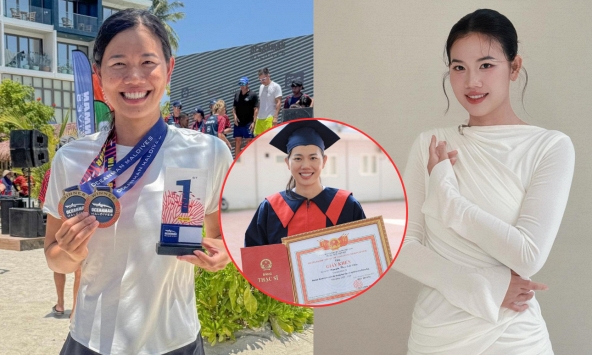 Ánh Viên giải nghệ rồi vẫn giành 4 HCV bơi 10km trên biển, nhan sắc thăng hạng ngoạn mục, học vấn cũng đỉnh