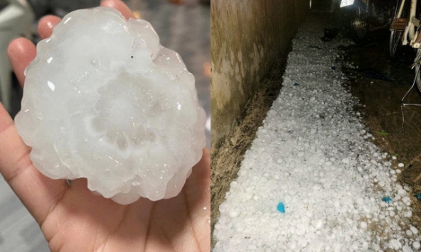 1 tỉnh xuất hiện mưa đá to như nắm tay, dội xuống ầm ầm trong đêm