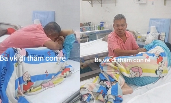 Bố vợ mếu máo ôm hôn con rể nằm trên giường bệnh: Câu chuyện đau lòng phía sau 