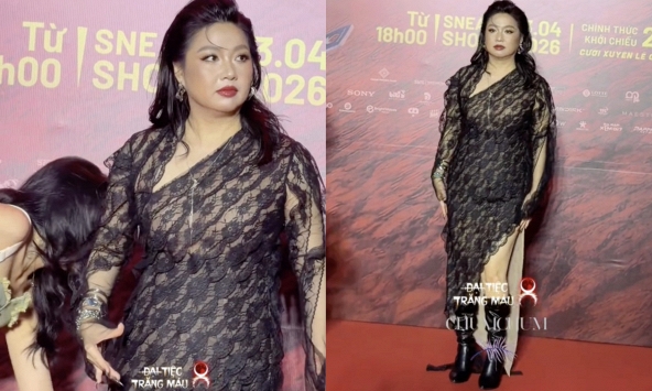 Chiếc váy ren bó sát khiến diễn viên Lê Khánh đối diện bão bình luận tiêu cực