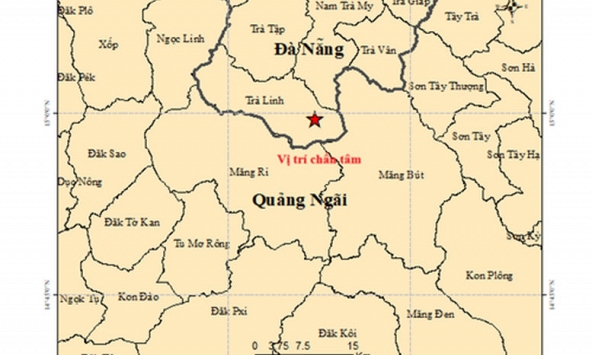 Nóng: 5 trận động đất liên tiếp xảy ra ở Đà Nẵng và Quảng Ngãi