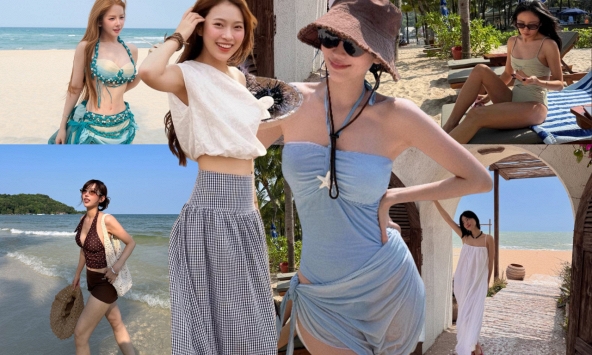 Mỹ nhân Việt đi biển: Min diện đồ kín mà slay hết nấc, Huyền Baby khoe dáng không ai tin cô đã 2 lần sinh con