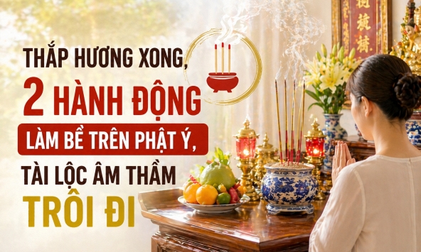 Thắp hương xong, 2 hành động tưởng bình thường lại làm bề trên phật ý, tài lộc âm thầm trôi đi