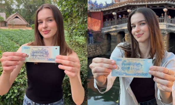 Cầm tờ 500.000, 50.000 và 20.000 đồng, cô gái Tây vỡ òa trước cảnh sắc đời thực trong chuyến hành trình xuyên Việt