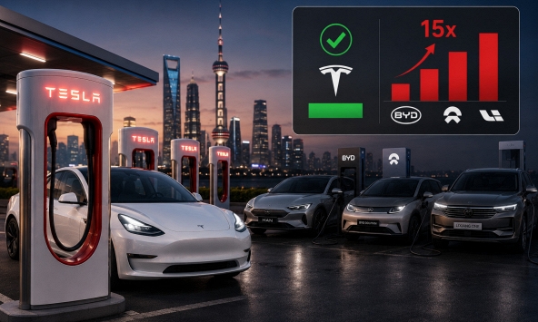 Tại Trung Quốc, Tesla không hào nhoáng bằng BYD và NIO nhưng vẫn dẫn đầu “chất”, lý do hóa ra chính là do trạm sạc