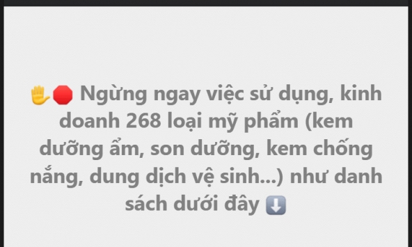 Cảnh báo về 268 loại mỹ phẩm cần ngừng sử dụng ngay lập tức