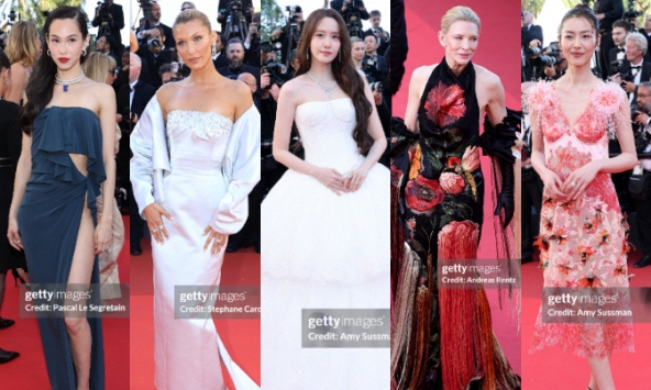 Thảm đỏ Cannes ngày 6: 'Cô dâu' Yoona đẹp chấp ống kính hung thần, 'trùm hở bạo' Bella Hadid kín đáo bất ngờ