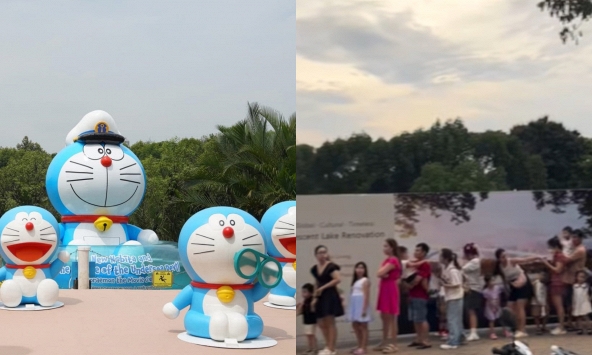 Doraemon khổng lồ lần đầu xuất hiện tại Việt Nam, hàng trăm người xếp hàng chờ check-in