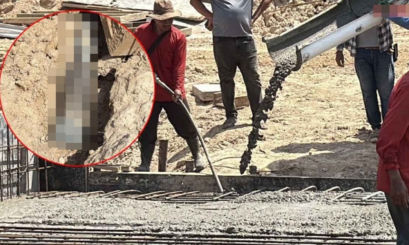 Đang đứng cạnh xe trộn bê tông, thợ hồ bỗng phát hiện thứ rơi ra bên dưới: Vừa nhìn kỹ đã vội tháo chạy