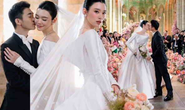 Đám cưới thượng lưu gây địa chấn showbiz sáng nay: Cô dâu chú rể hôn nhau say đắm, nhìn đâu cũng thấy phả ra 'mùi tiền'
