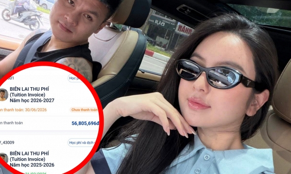 Biên lai gần 57 triệu tiền học mầm non trong 3 tháng của con trai Chu Thanh Huyền gây chú ý