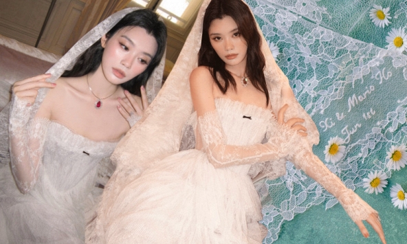 Hot: Cô dâu hào môn Hề Mộng Dao mặc váy cưới Made in Việt Nam trong bộ ảnh bí mật, thời trang Việt sánh đôi cùng Dior và Chanel
