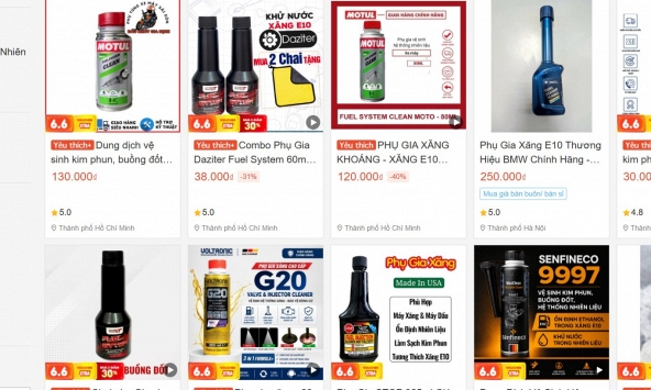 Loạn xới phụ gia ổn định xăng E10 trên sàn thương mại điện tử, có loại cháy hàng!