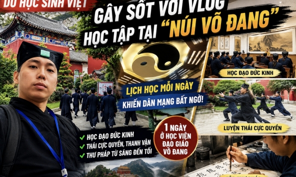 Du học sinh Việt gây sốt với vlog học tập tại “núi Võ Đang”: Lịch học khiến nhiều người ngỡ ngàng