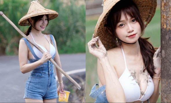 Mặc trang phục gợi cảm xuống đồng làm ruộng, hot girl mạng nhận chỉ trích nặng nề, vẫn được CĐM quan tâm đặc biệt