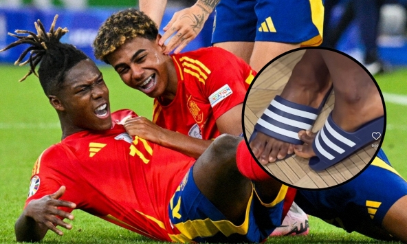 30 triệu lượt xem Nico Williams đi dép thừa ngón chân khiến Lamine Yamal 'cười hô hố', có gì mà hot thế?