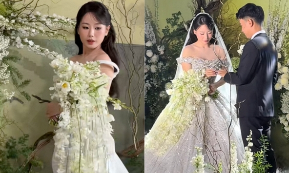Bó hoa cưới nặng 5kg của tiểu thư Hà Tĩnh vướng tranh cãi