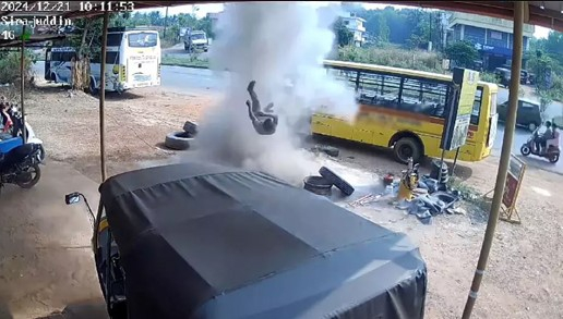 Lốp xe phát nổ như bom, thanh niên 19 tuổi bị hất văng lên không trung: Camera ghi lại khoảnh khắc gây sốc