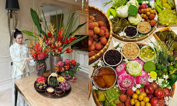 Mâm cỗ cúng Tết Đoan Ngọ 5/5 đậm mùi 'luxury' của hội phú bà: Ngọc Loan dẫn đầu đường đua, 1 mẹ đảm gây choáng vì độ đầu tư