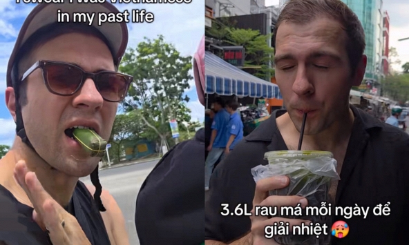 Khách Mỹ tự nhận là “Tây Thanh Hóa” gây sốt với món pizza nem chua rau má