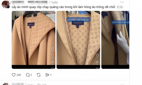 Tiệm giặt nổi tiếng ở Hà Nội bị khách hàng tố làm mất 2 chiếc áo hiệu giá 60 triệu, áo khoác LV 150 triệu cũng 'biến dạng'