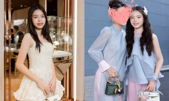 Nhan sắc của con gái cặp sao Việt '88 lượng vàng' gây chú ý trong ngày gia đình mở tiệm kim cương