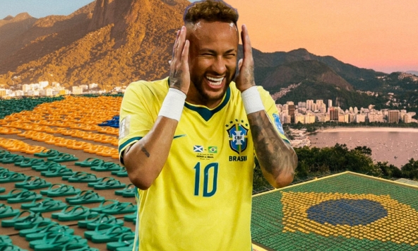 Hãng dép tông Brazil gây sốc khi xếp 4.500 đôi dép thành quốc kỳ khổng lồ cổ vũ World Cup