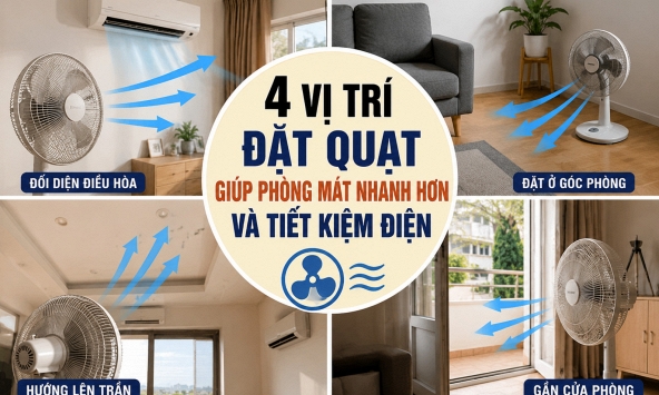 Nhiều người bật điều hòa cả ngày nhưng không biết: Chỉ cần đổi 4 vị trí đặt quạt, phòng mát nhanh hơn mà còn tiết kiệm điện
