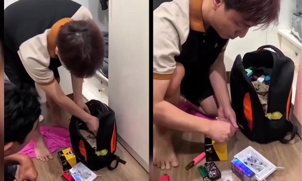 Clip hiện trường khám xét nơi ở của Tăng Nhật Tuệ: Nam ca sĩ lôi ra nhiều loại chất cấm từ balo