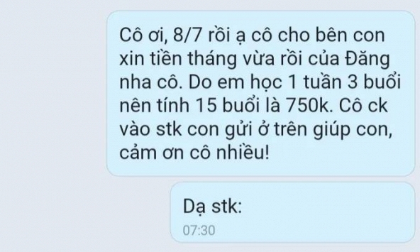 Tin nhắn đòi 750 nghìn đồng và câu chuyện phía sau khiến nhiều phụ huynh suy ngẫm: Làm người lớn, trước hết hãy làm gương!